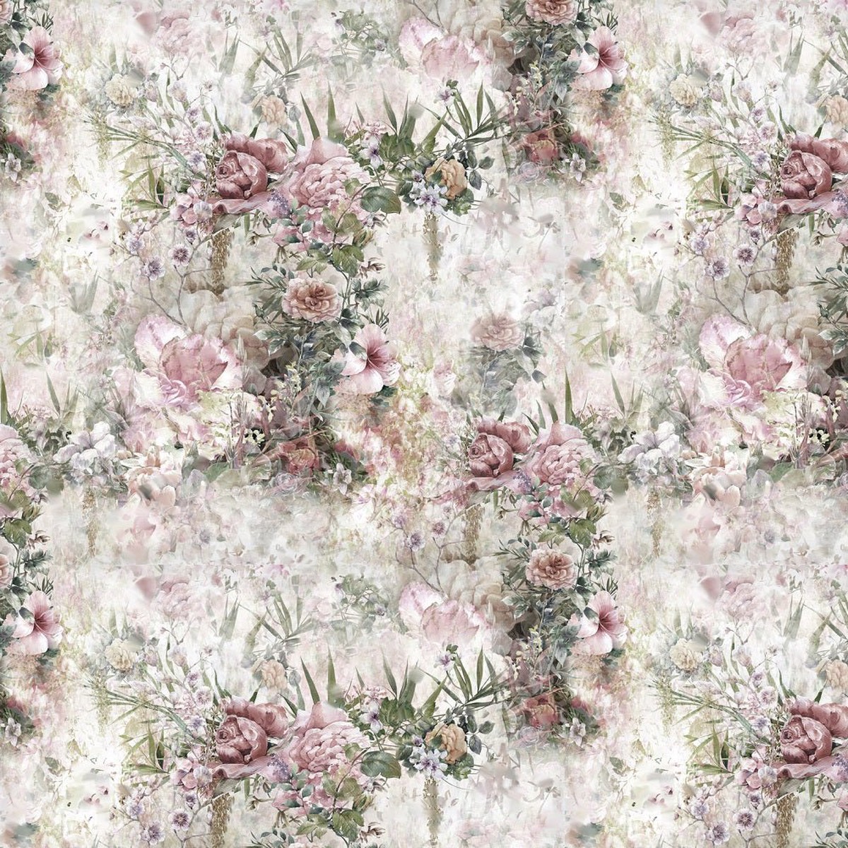 Abstract Colorful Flowers and Leaves Fabric