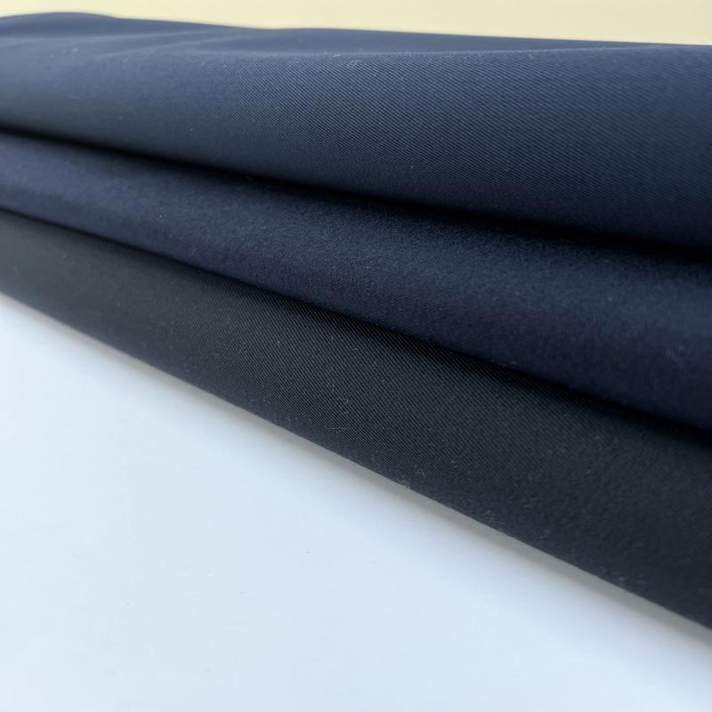 Fused Blue Black Wool Cashmere Twill