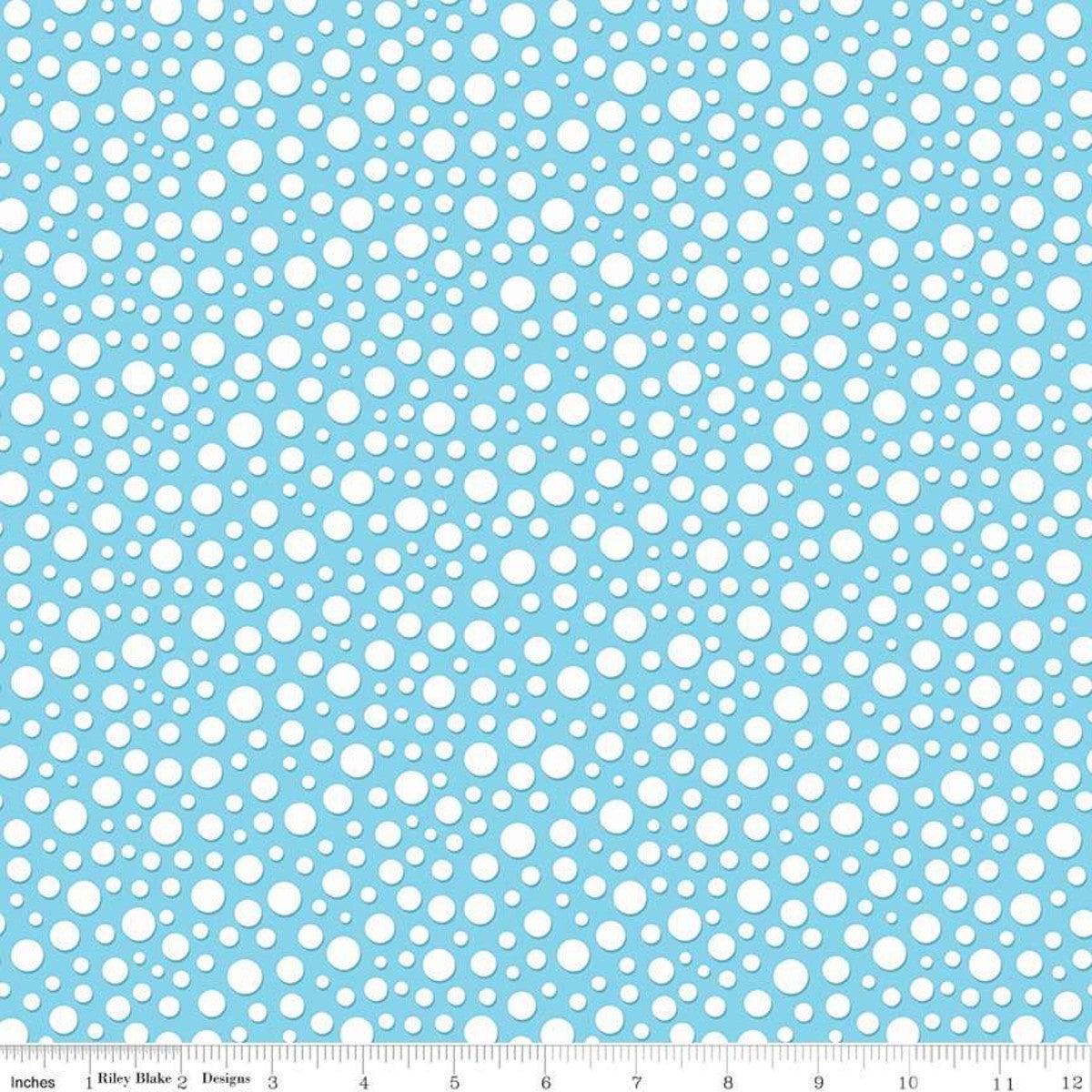 Gnome and Gardens Loopy Dots Blue - Riley Blake Cotton Fabric - 1/2 Yard