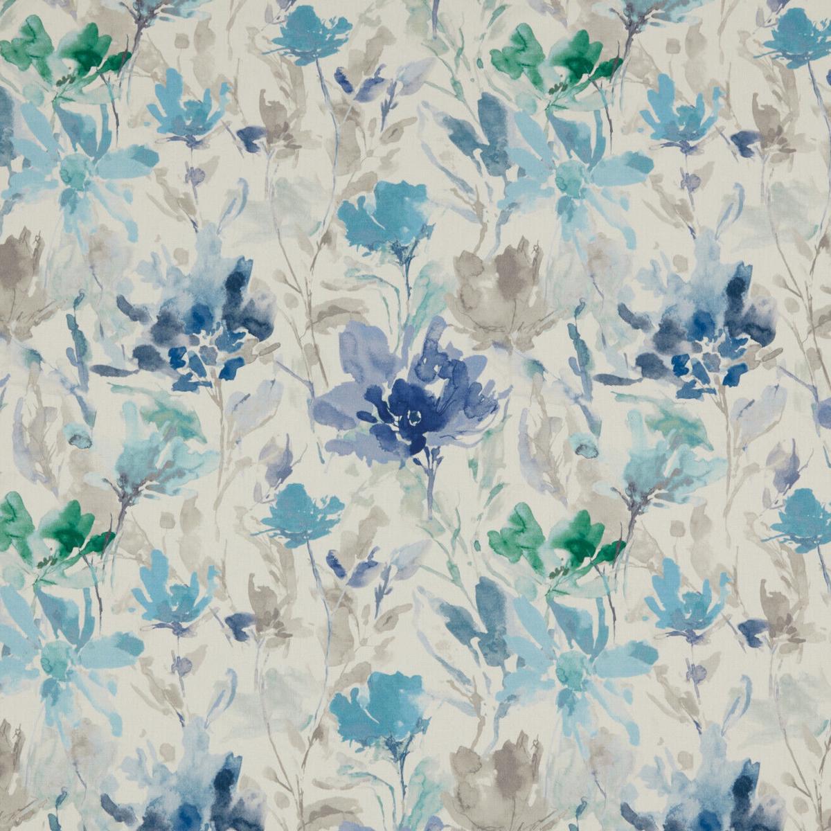 iLiv Cotton Curtain Fabric 2.2 Metres Water Meadow Cobalt Cushion Blind Craft