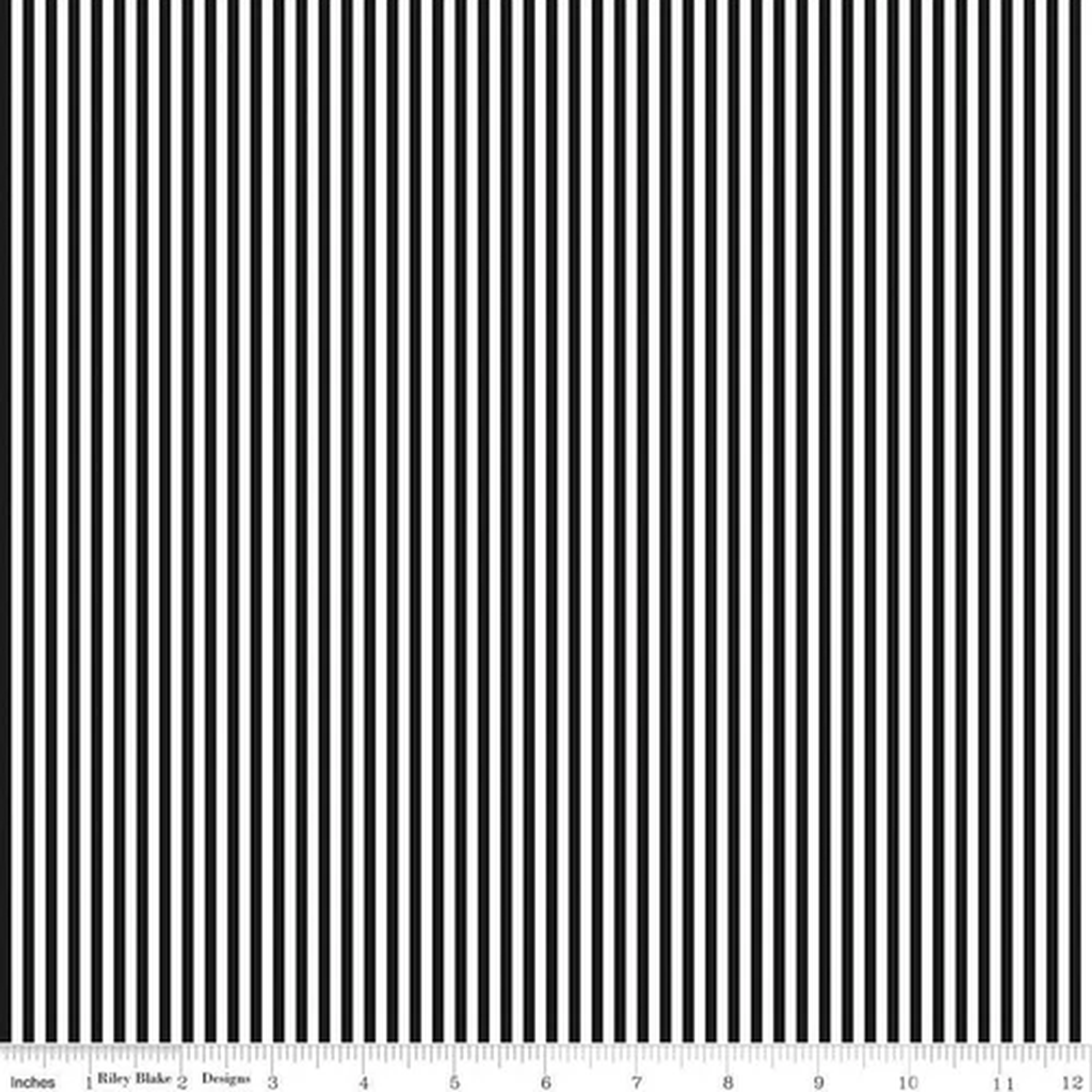 1/4 Yard 9x42 Riley Blake 1/8 Stripe Black Cotton Quilting Fabric