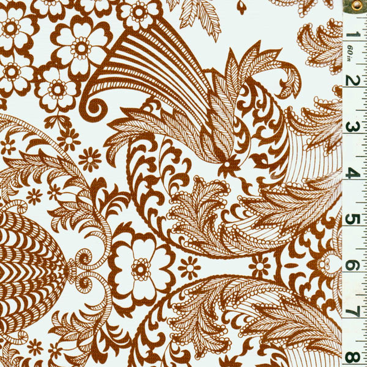 1/2 YD PC-Brown Floral Oilcloth Fabric - Reorderable