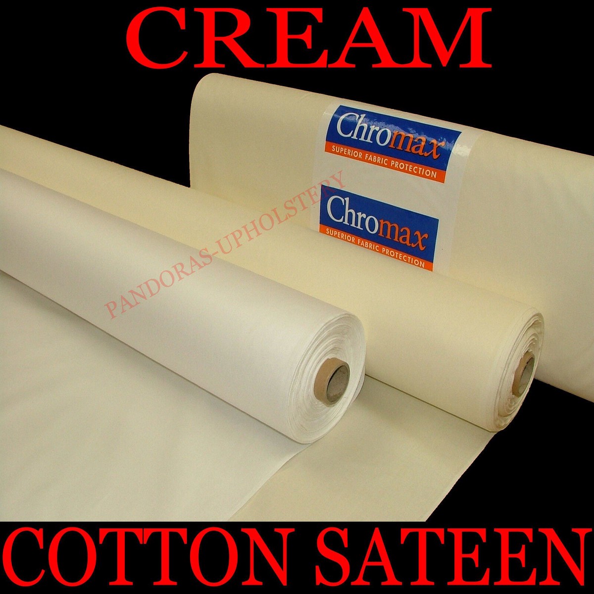 100% Cotton Sateen Curtain Lining Fabric 20 Metre Roll Ivory Cream 54" Wide