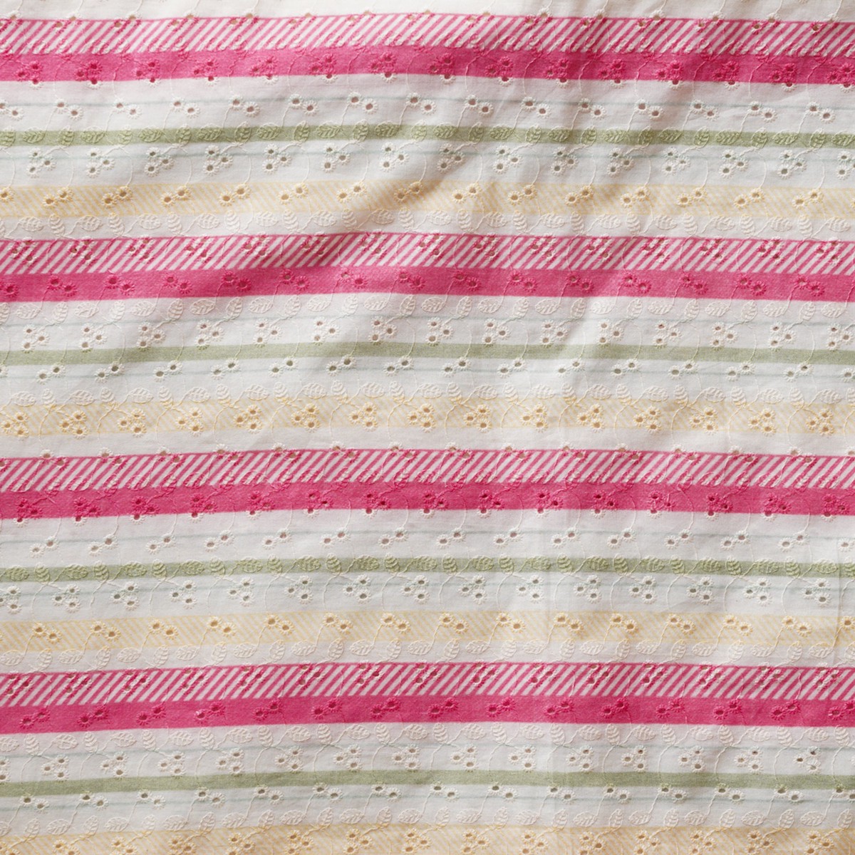 (Width 44 Inches) Pure Cotton Hakoba White With Pink Stripes Digital Print Fabric