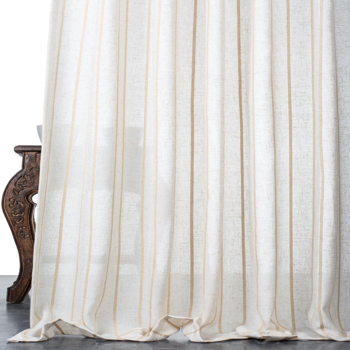 'Birch Bark' Fabric by the Yard (White/ Mustard Beige)