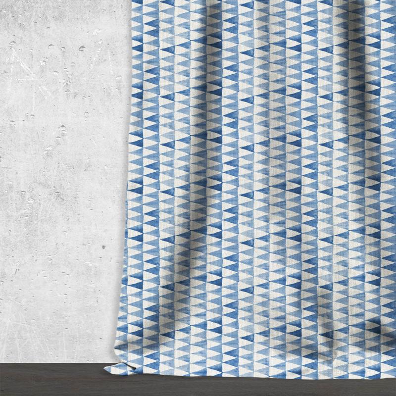 'Sea Pool' Fabric by the Metre (Eggshell White/ Blue)