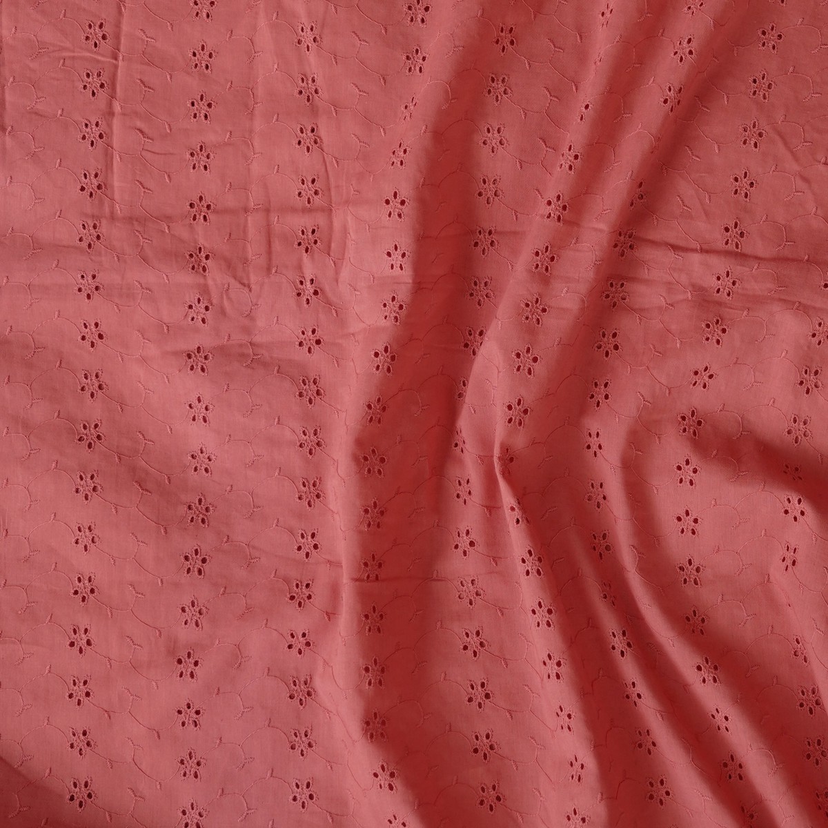 (Width 57 inches) Pure Cotton Hakoba Peach With Small Flower Creeper Fabric