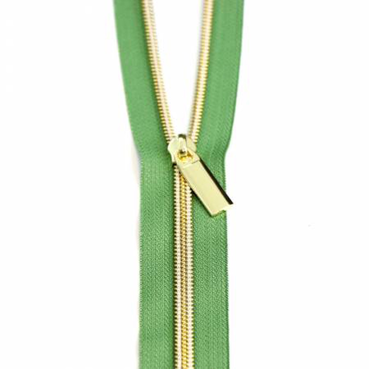 Zips By the Yard Magnolia Tape & Gold Metallic-Look Nylon Teeth