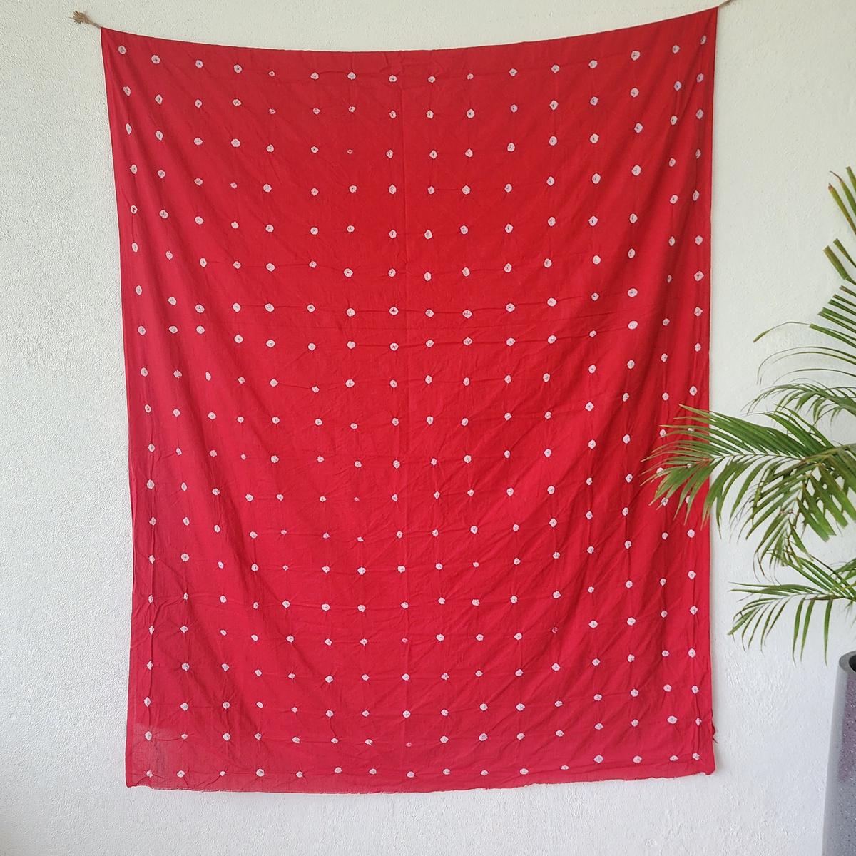 ( Precut 2.50 Meter ) Pure Cotton Bandani Red With Tie And Dye Fabric