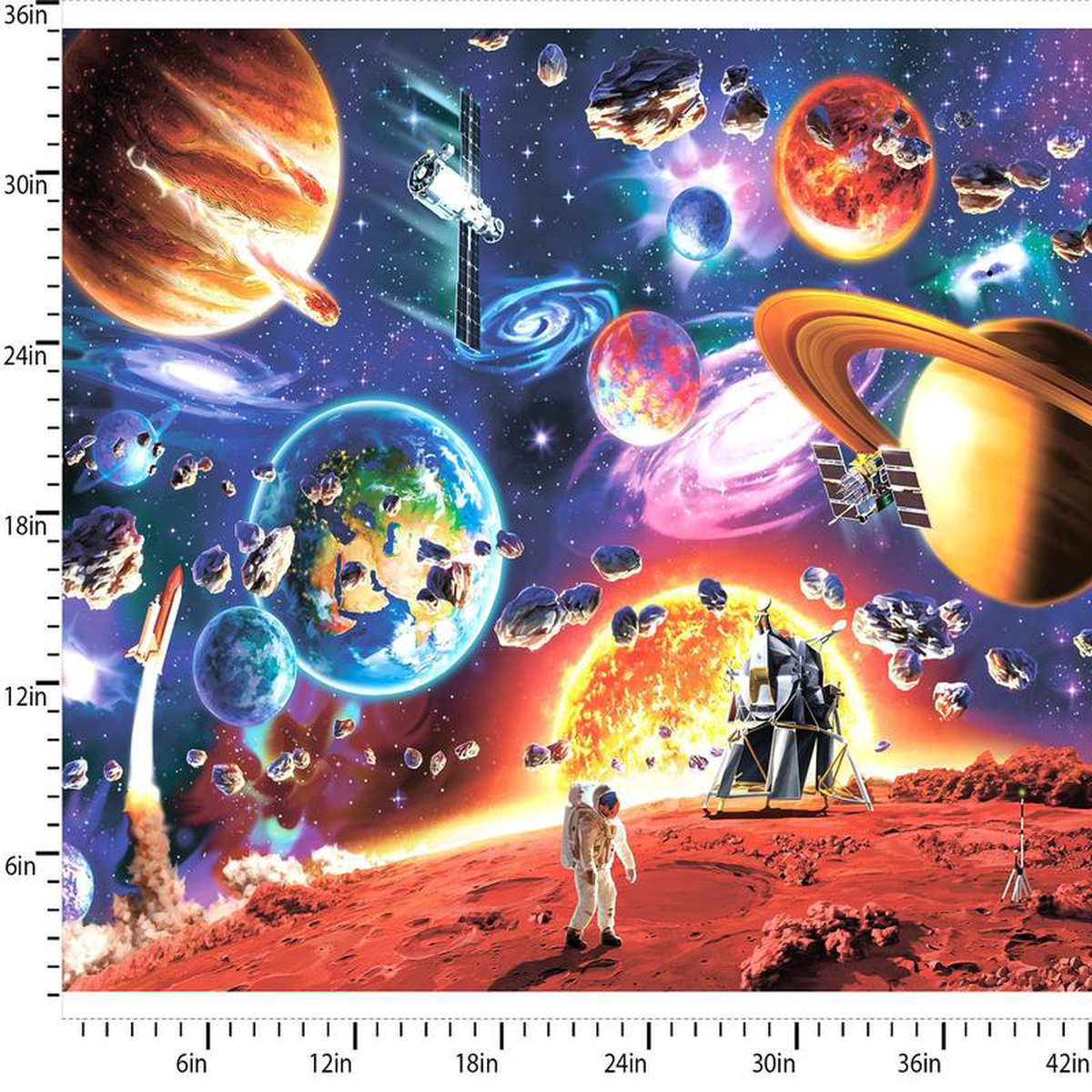 Final Frontier Planets Space Galaxy Panel 368243 Image World 3 Wishes Fabrics Cotton Fabrics