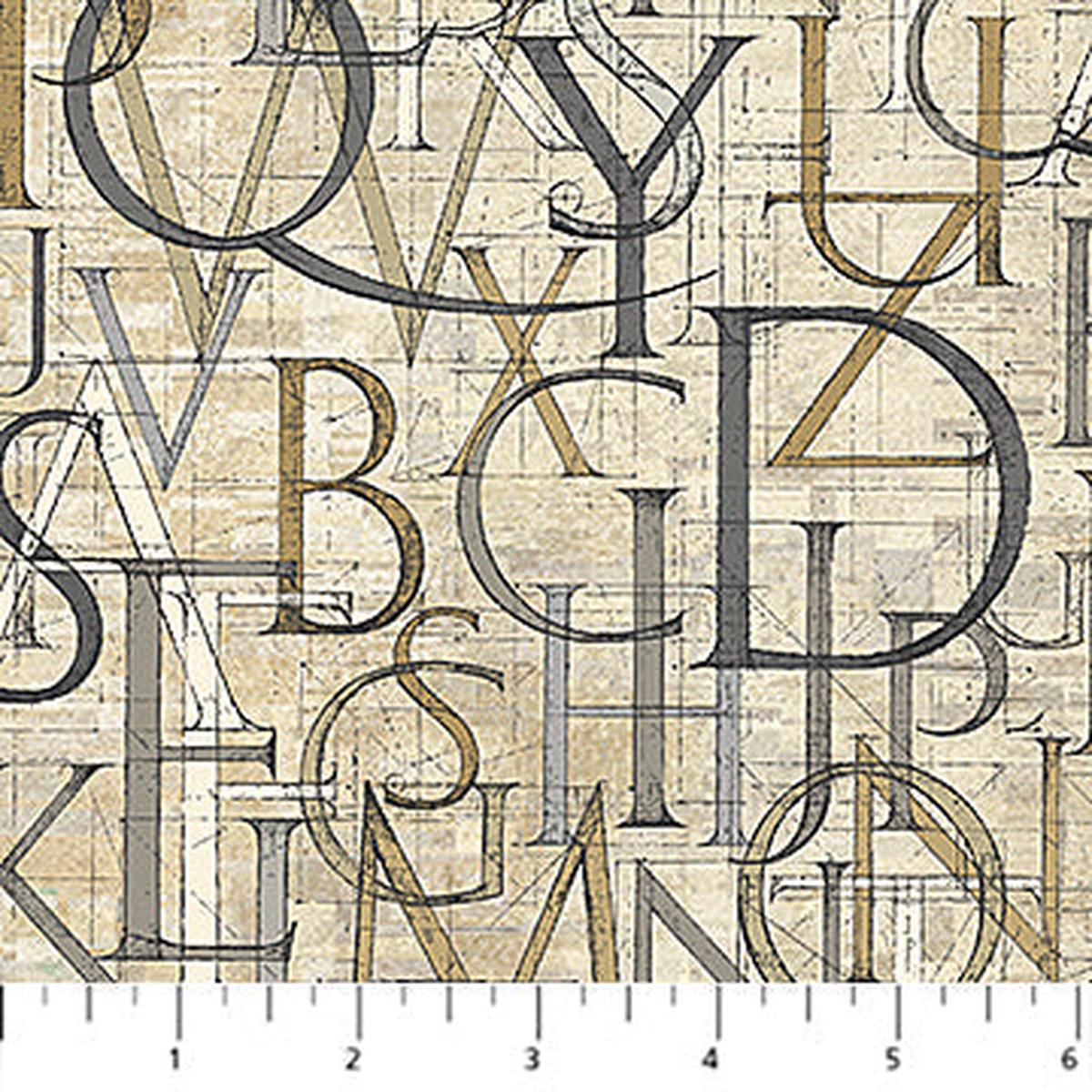 My Type Roman Letters Cream Multi Nina Djuric Northcott Cotton Fabric NC-27706-12