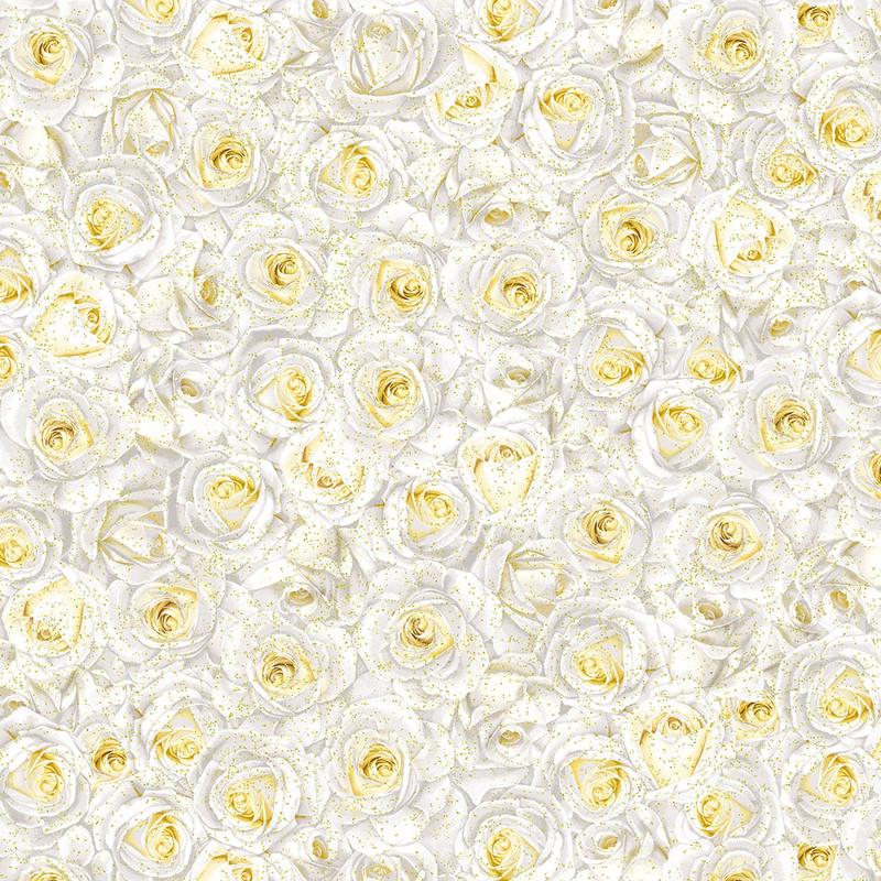 Winter Rose Packed Metallic Roses White Chong-A Hwang Timeless Treasures Cotton Fabric TT-HOLIDAY-CM2894-WHITE