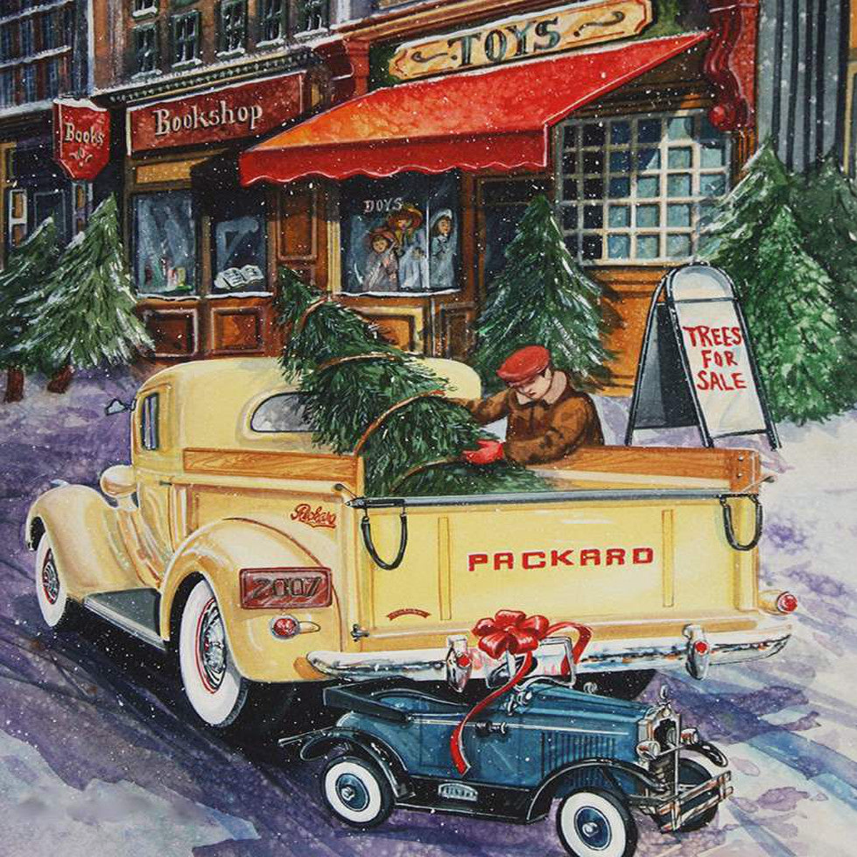 A Nostalgic Christmas Loading the Truck Panel 368243 Riley Blake Cotton Fabric