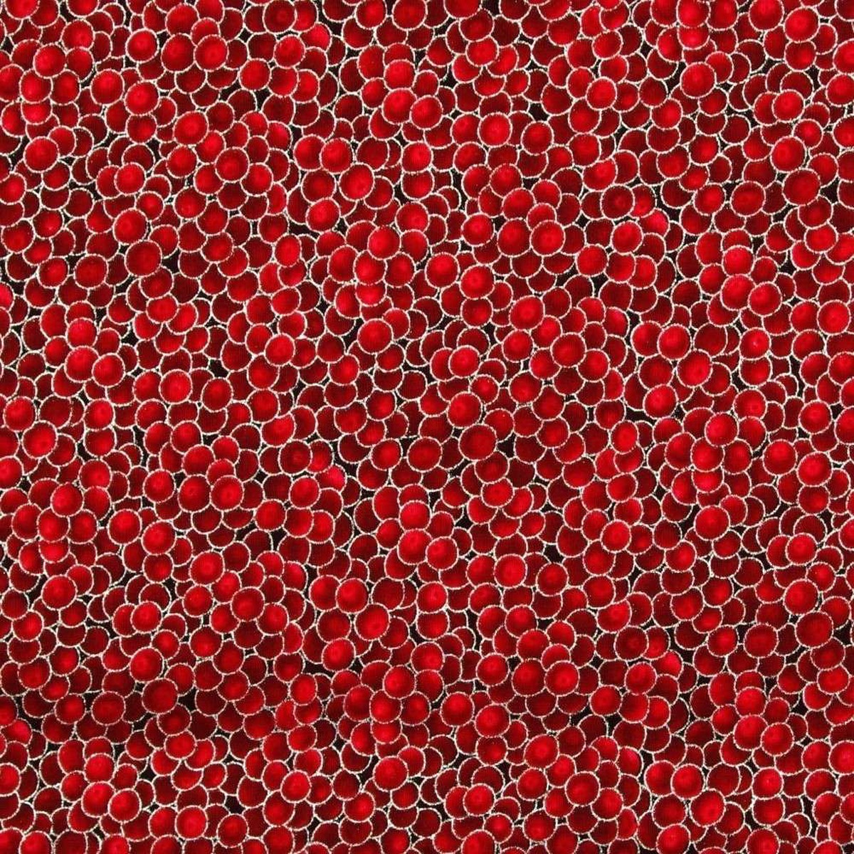 Winter Magic Berries Red Silver Metallic Hoffman Cotton Fabric