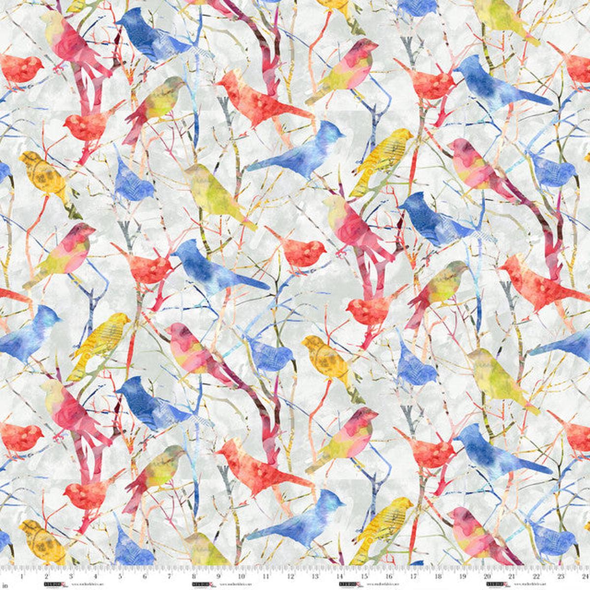 Air Mail Bird Silhoutte Allover Mist Nancy Smith Studio E Cotton Fabric SE-8497-19