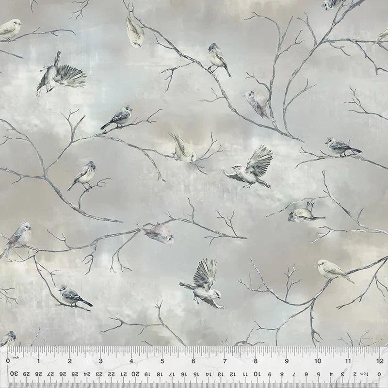 Winter Whisper Snowbirds Cloudy Whistler Studios Windham Fabrics Cotton Fabric WF-54681-4 1