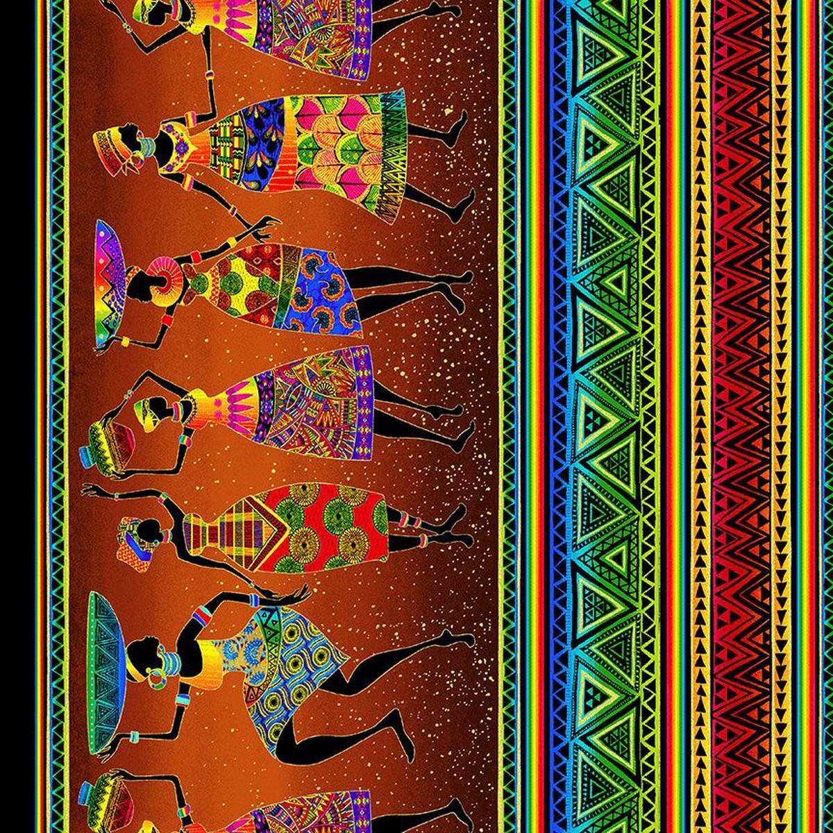 African Sunset Stripes Multi Metallic Chong-A Hwang Timeless Treasures Cotton Fabric 1