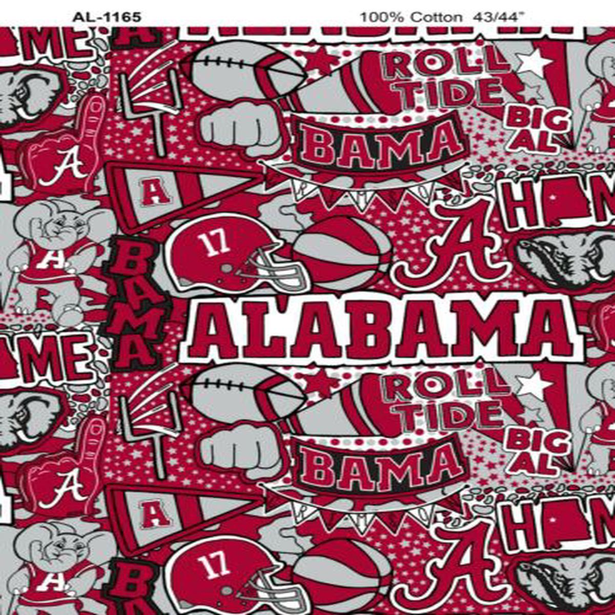 Alabama Crimson Tide NCAA College Pop Art Design Cotton Fabric AL-1165