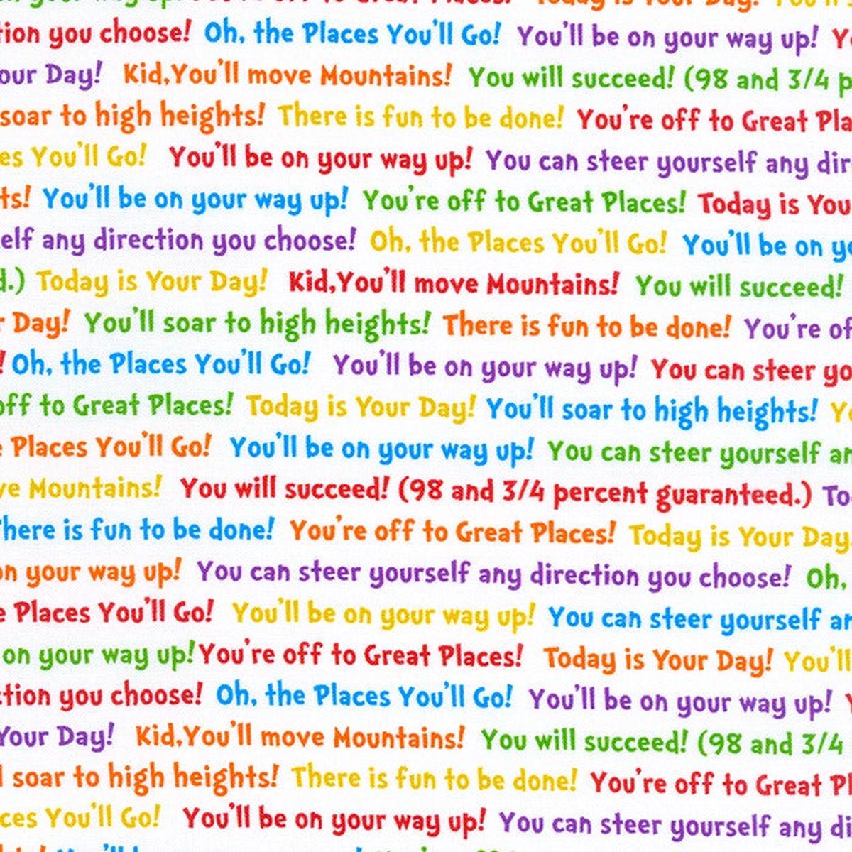 A Little Dr. Seuss Words White Dr. Seuss Enterprises Robert Kaufman Cotton Fabric RK-ADE-20824-1