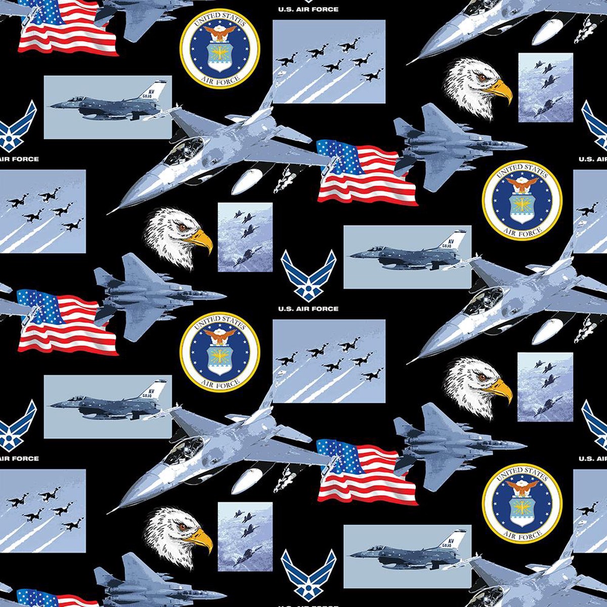 Airce USA Military Armedces Block Allover Print Sykel Sykel Enterprises Cotton Fabric SYK-021-AF