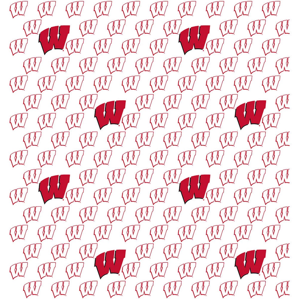 Wisconsin Badgers NCAA College White Block Letter Sykel Cotton Fabric WIS-1328