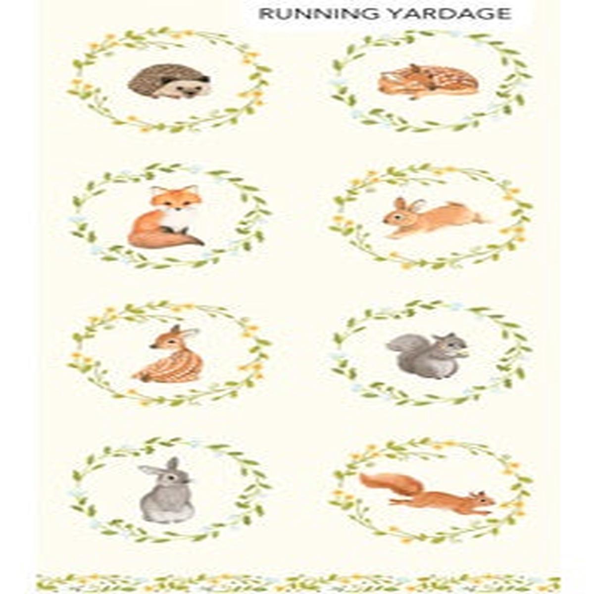 Woodland Babes Animals Blocks Panel 21" Cream Multi Kathryn Christensen Northcott Cotton Fabric