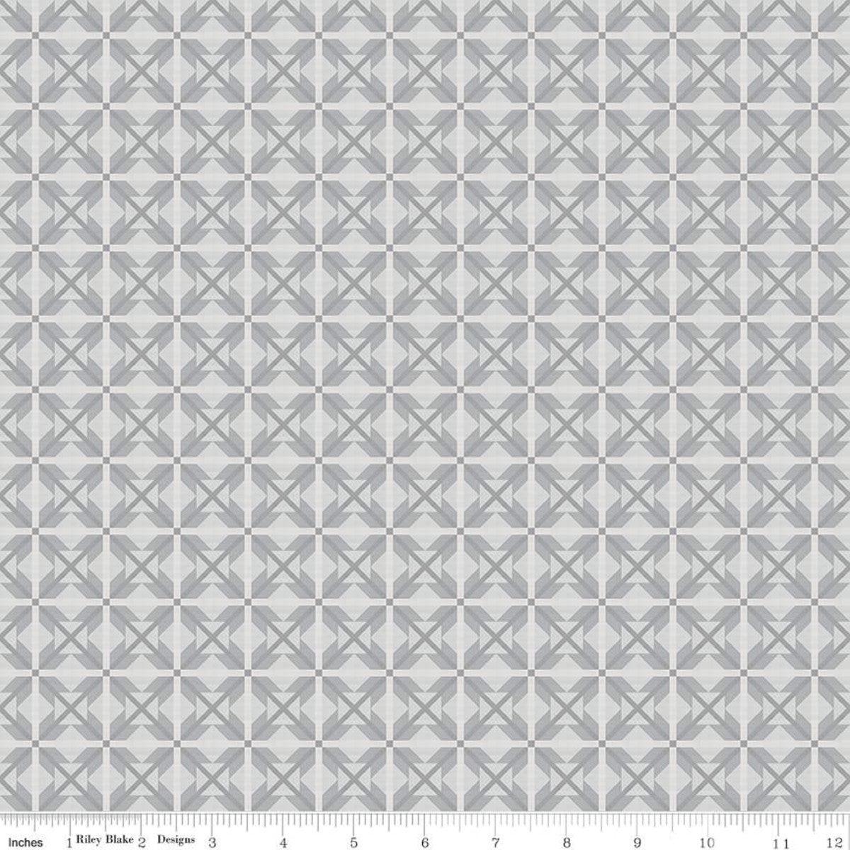 Winter Barn Quilts Nordic Star Silver Tara Reed Riley Blake Designs Cotton Fabric RB-C12083-Silver 1