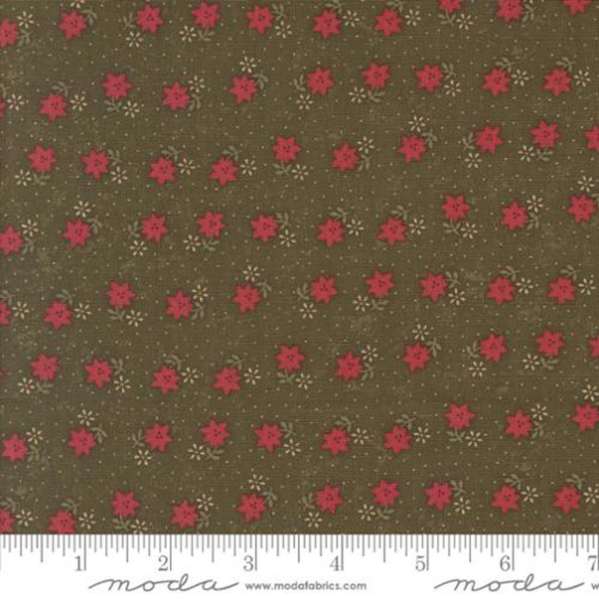 A Vintage Christmas Cactus Florals Green Kansas Troubles Quilters Moda Cotton Fabric MD-9782-15