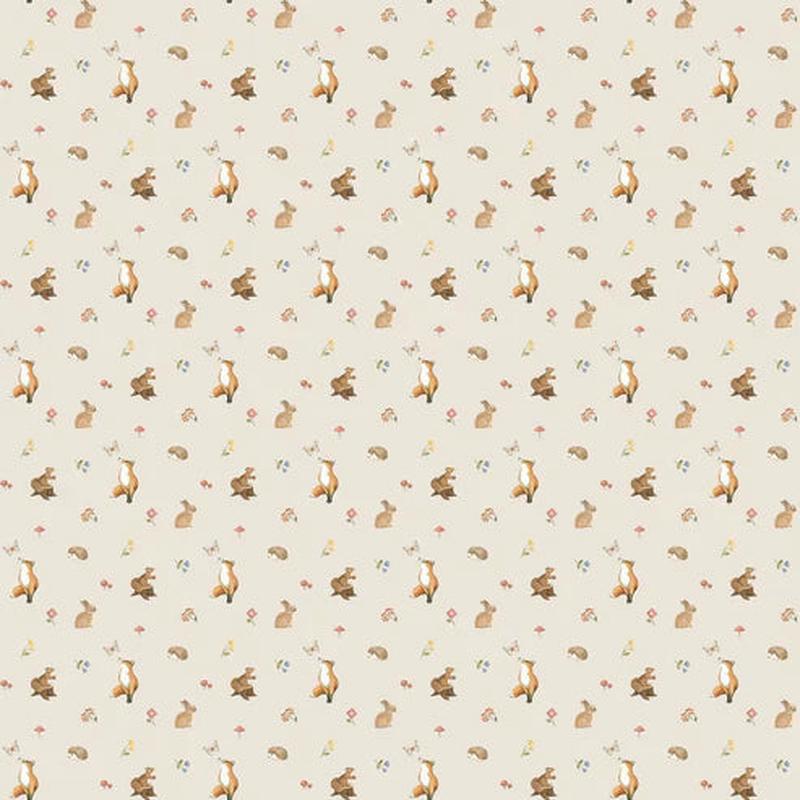 Woodland Heart Mini Animals Beige Multi Deborah Edwards & Kathryn Christensen Northcott Cotton Fabric NC-DP28723-12