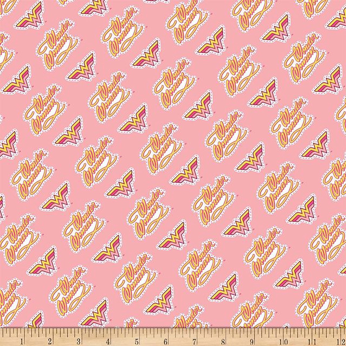 Wonder Woman Young DC Wonder Woman Jr Retro Logo Pink Camelot Cotton Fabric