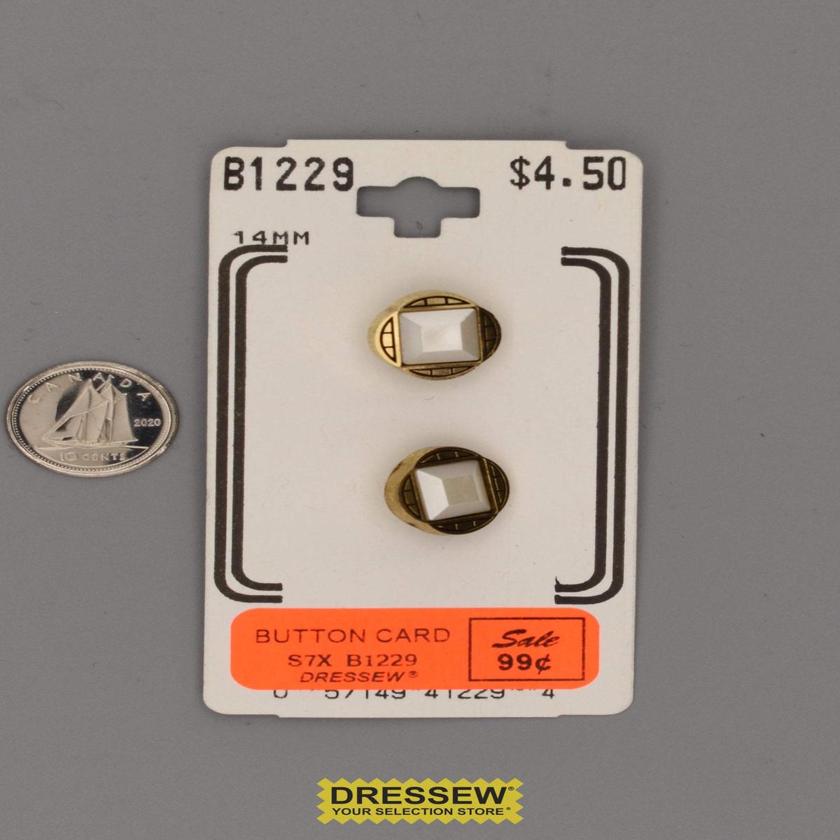 Button Card 14mm White / Gold