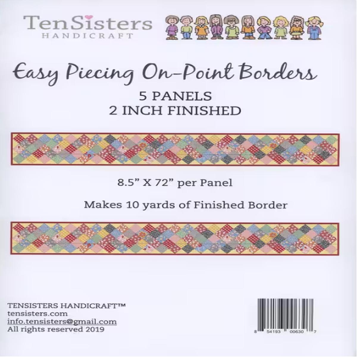 Ten Sisters - EasyPiecing Grid On-Point Border Panels - 5 panels - 2in Finished