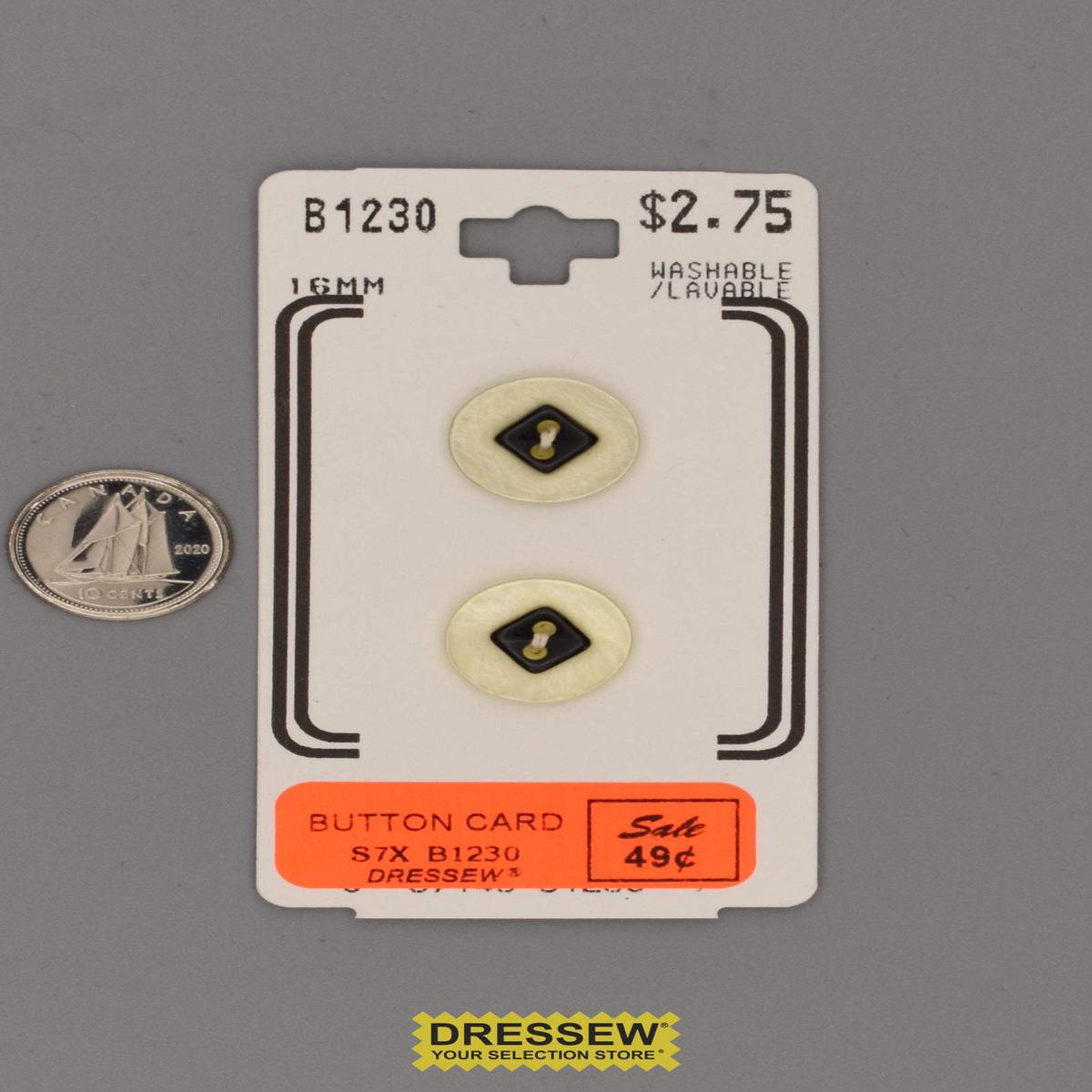 Button Card 16mm Pearl / Black