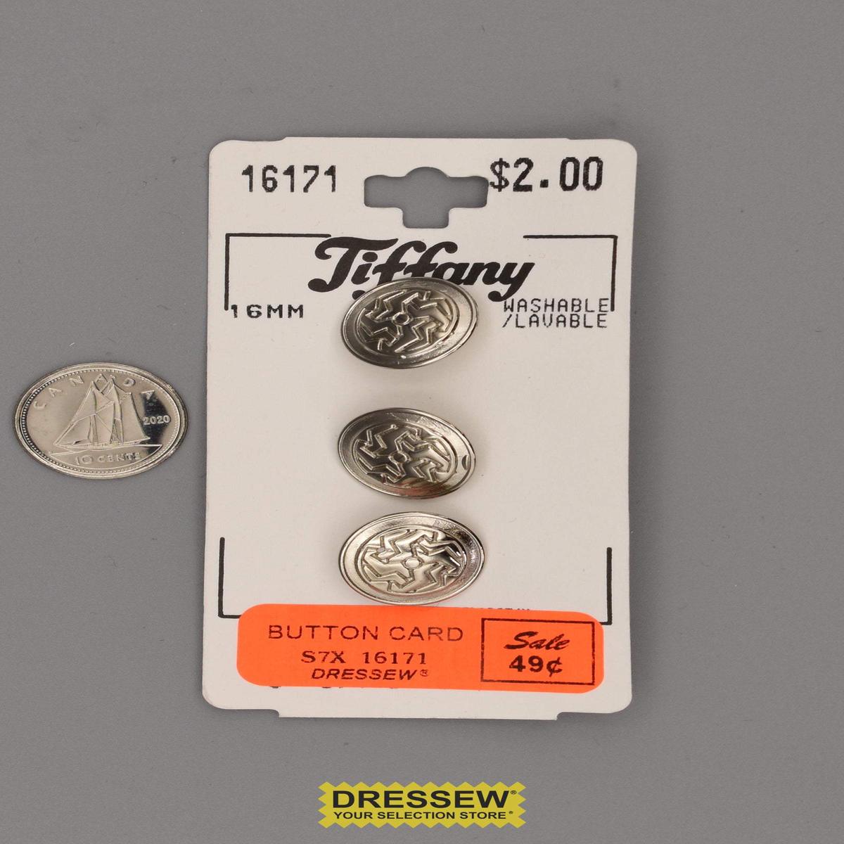 Button Card 16mm Silver