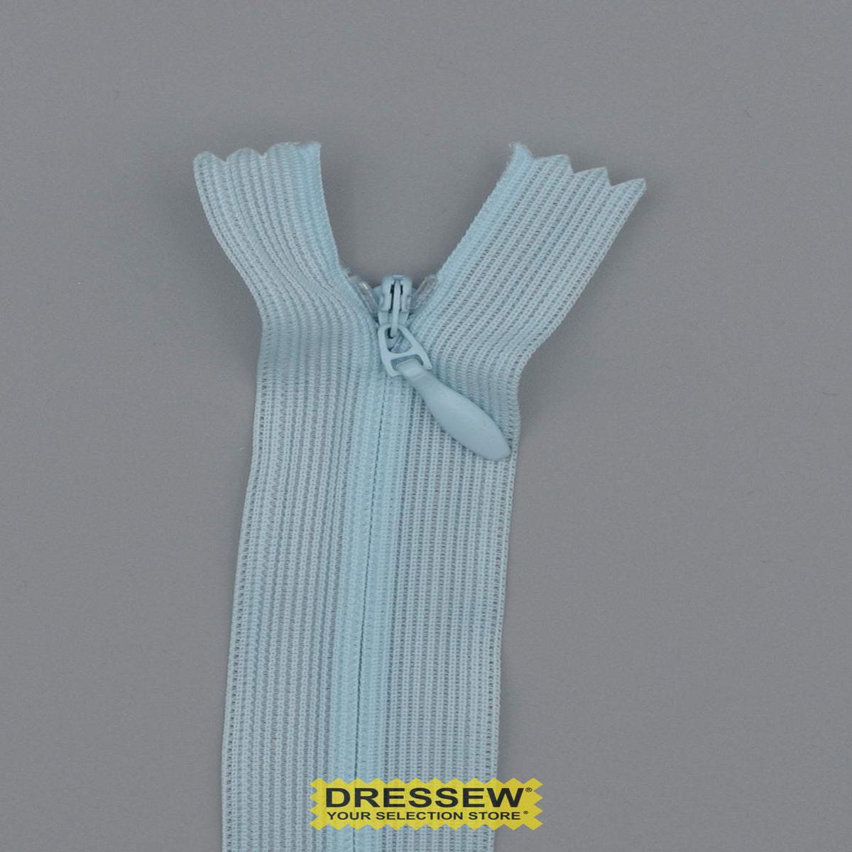 Invisible Closed End Zipper 55cm Light Blue