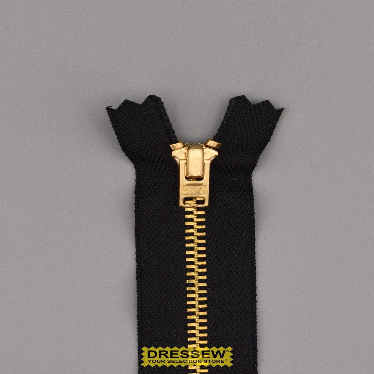 YKK #4.5 Brass Closed End Zipper 20cm Black