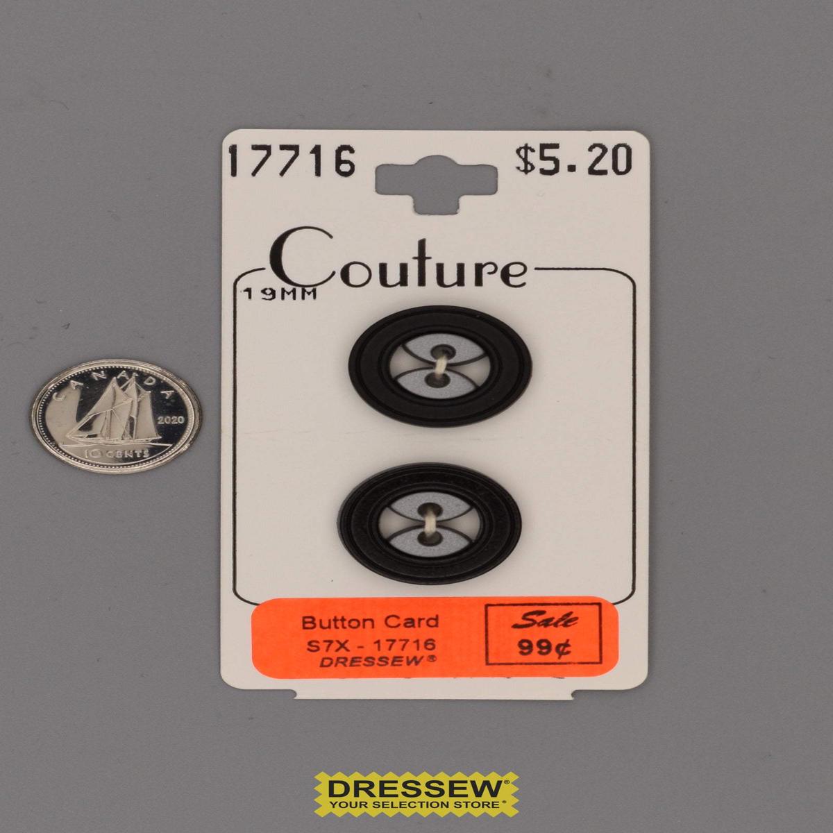 Button Card 19mm Black / Grey