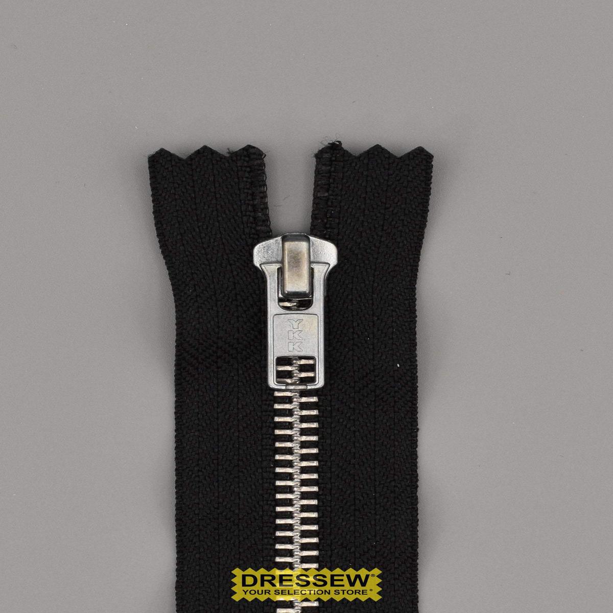 YKK #5 Aluminum Medium Closed End Zipper 20cm Black