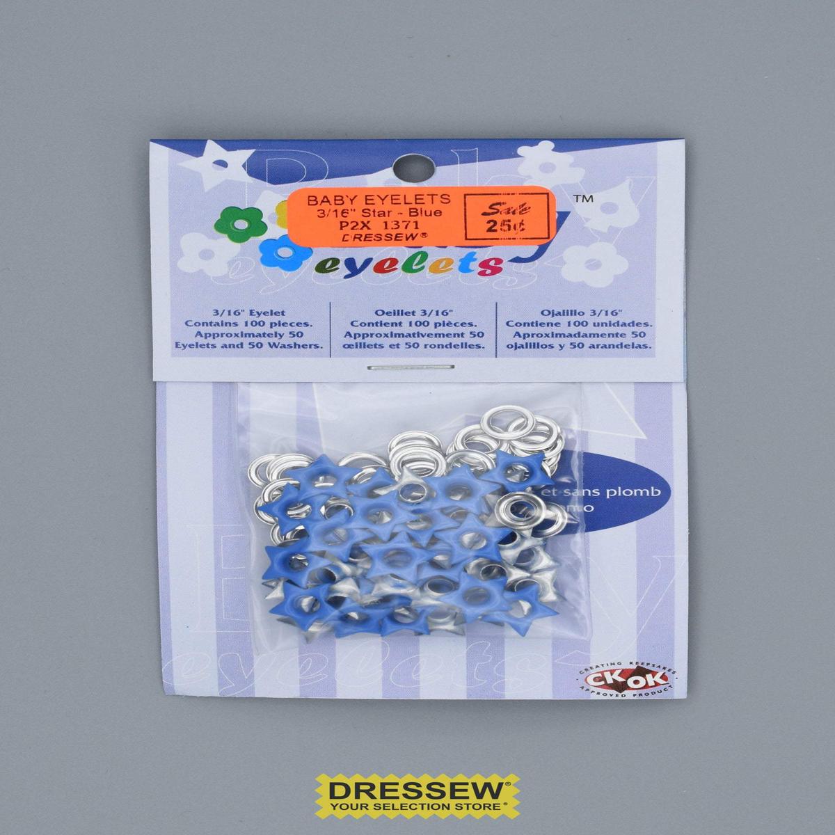 Baby Eyelets 3/16" Star Blue