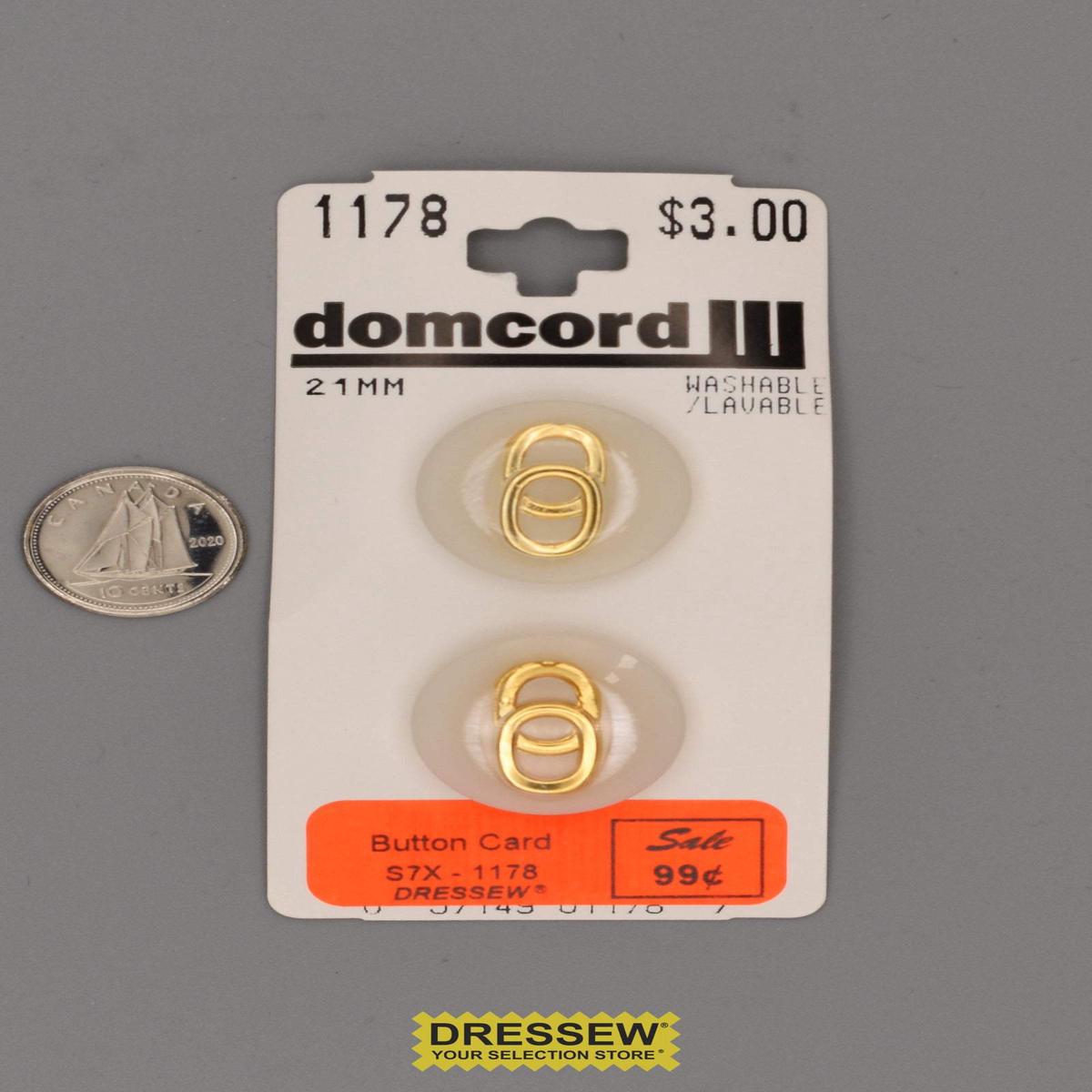Button Card 21mm Gold / Off White