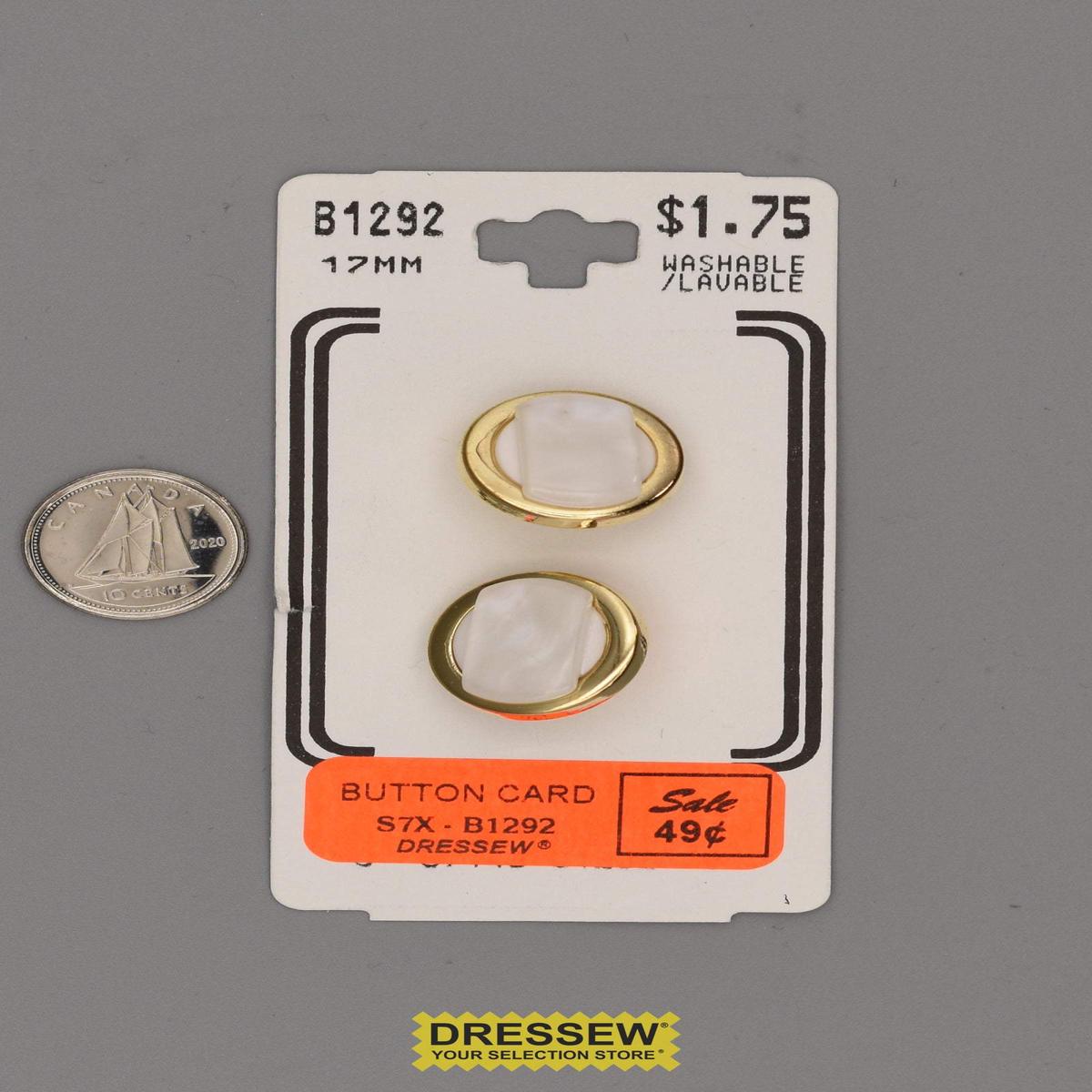 Button Card 17mm Pearl / Gold
