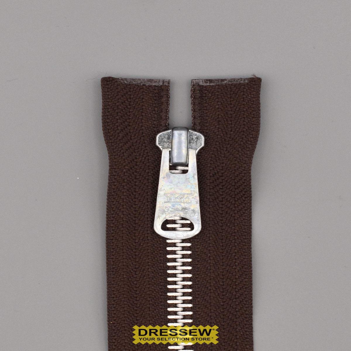 #5 Metal Separating Zipper 40cm Brown