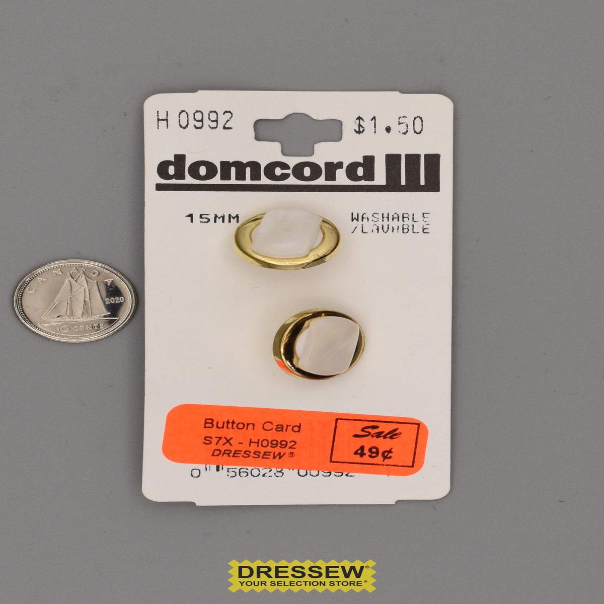 Button Card 15mm Pearl / Gold
