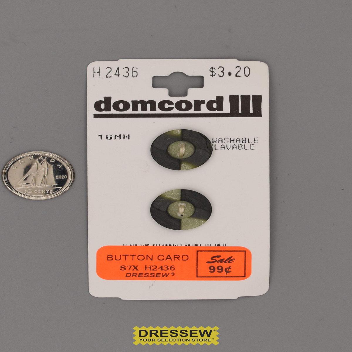 Button Card 16mm Green Mix