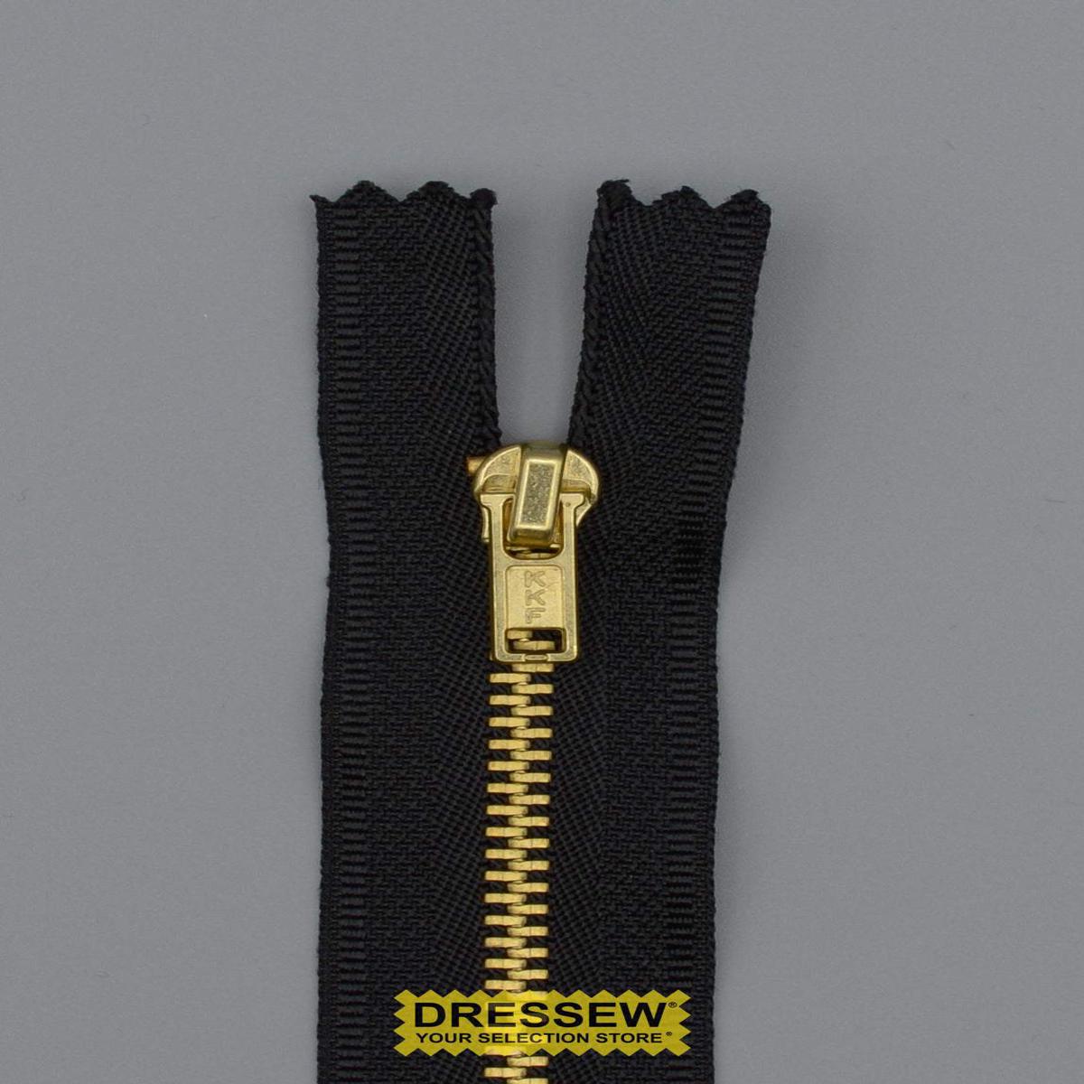 #3 Fine Brass Closed End Zipper 18cm Black