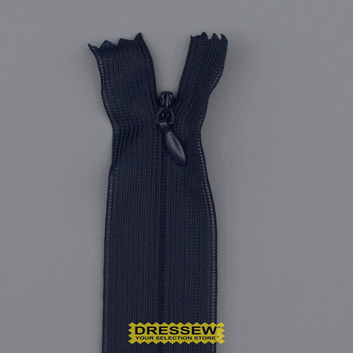 Invisible Closed End Zipper 45cm Navy