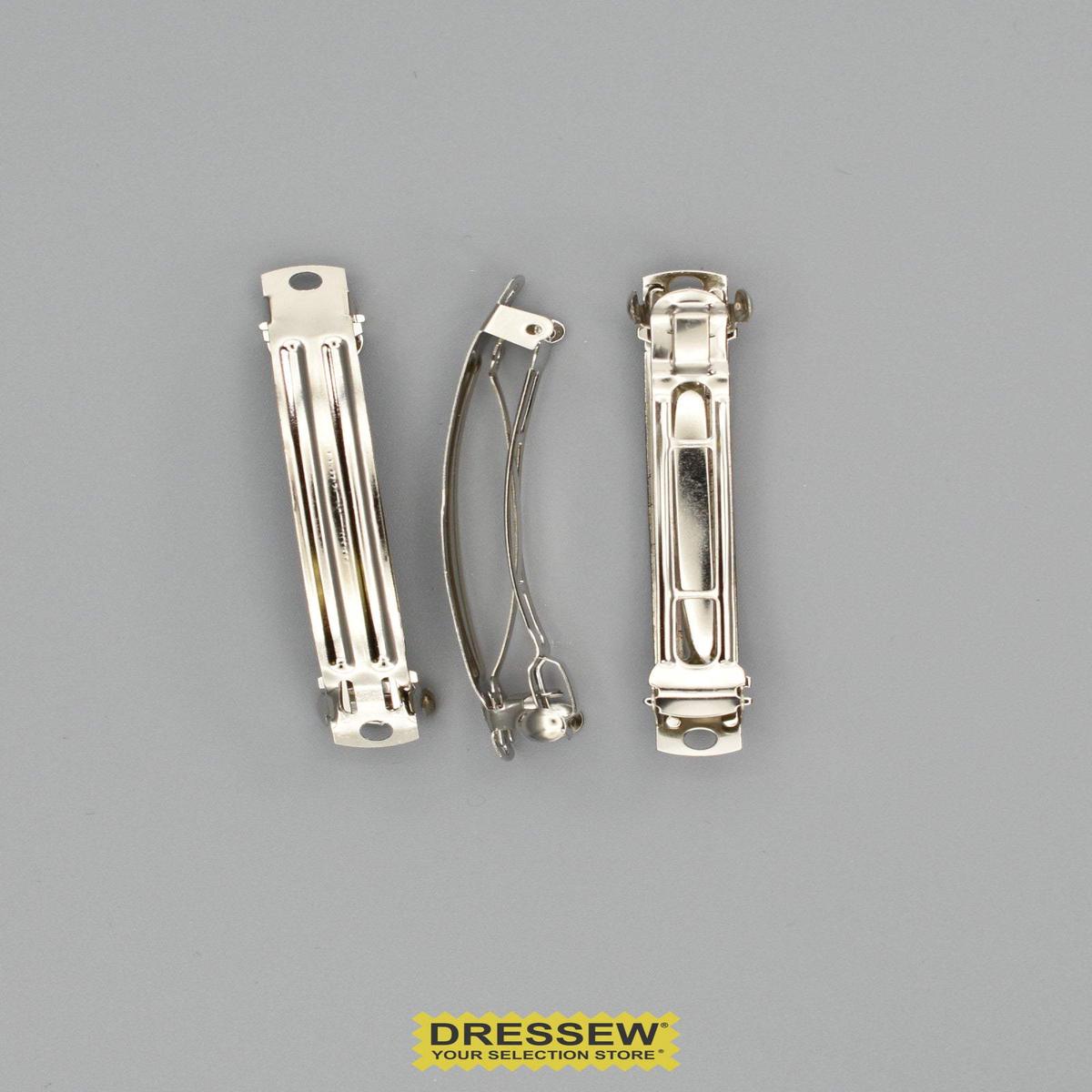Metal Hair Barrettes 70mm Silver