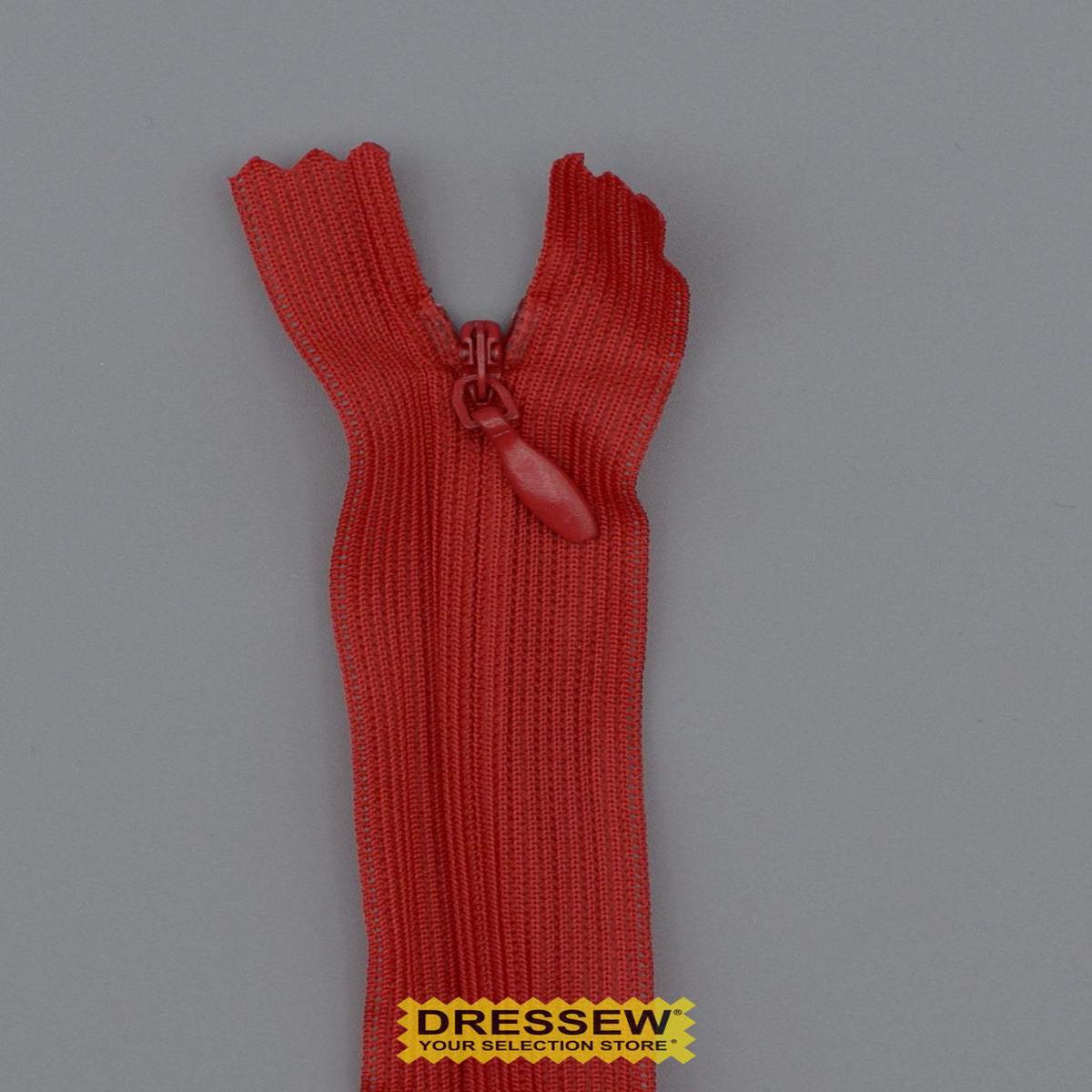 Invisible Closed End Zipper 40cm Hot Red