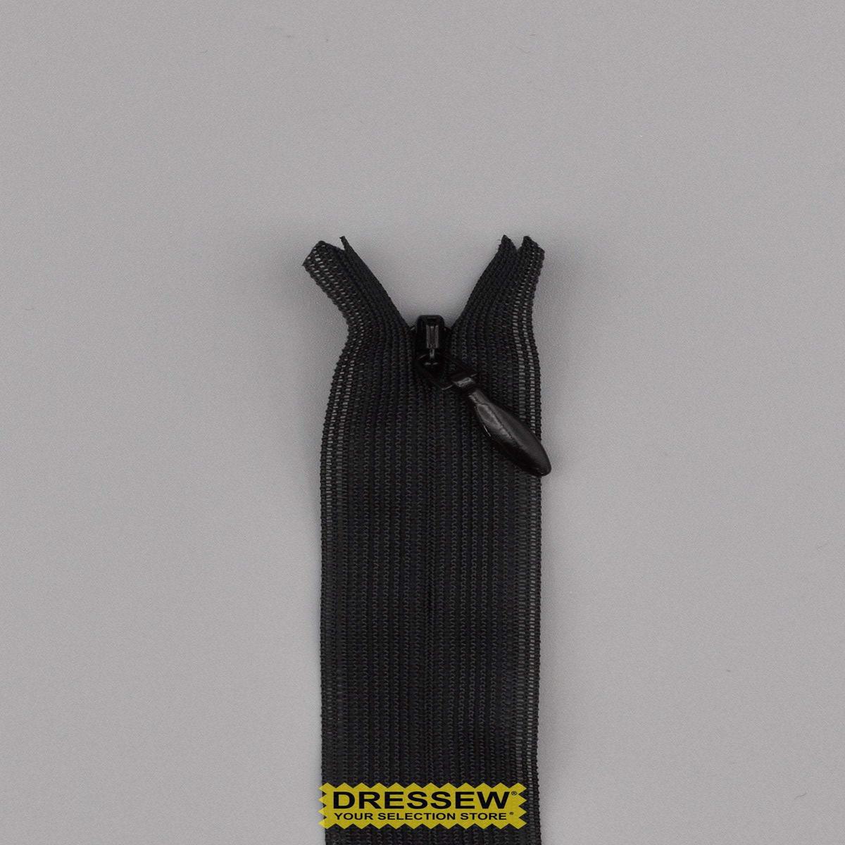 YKK Invisible Closed End Zipper 30cm Black