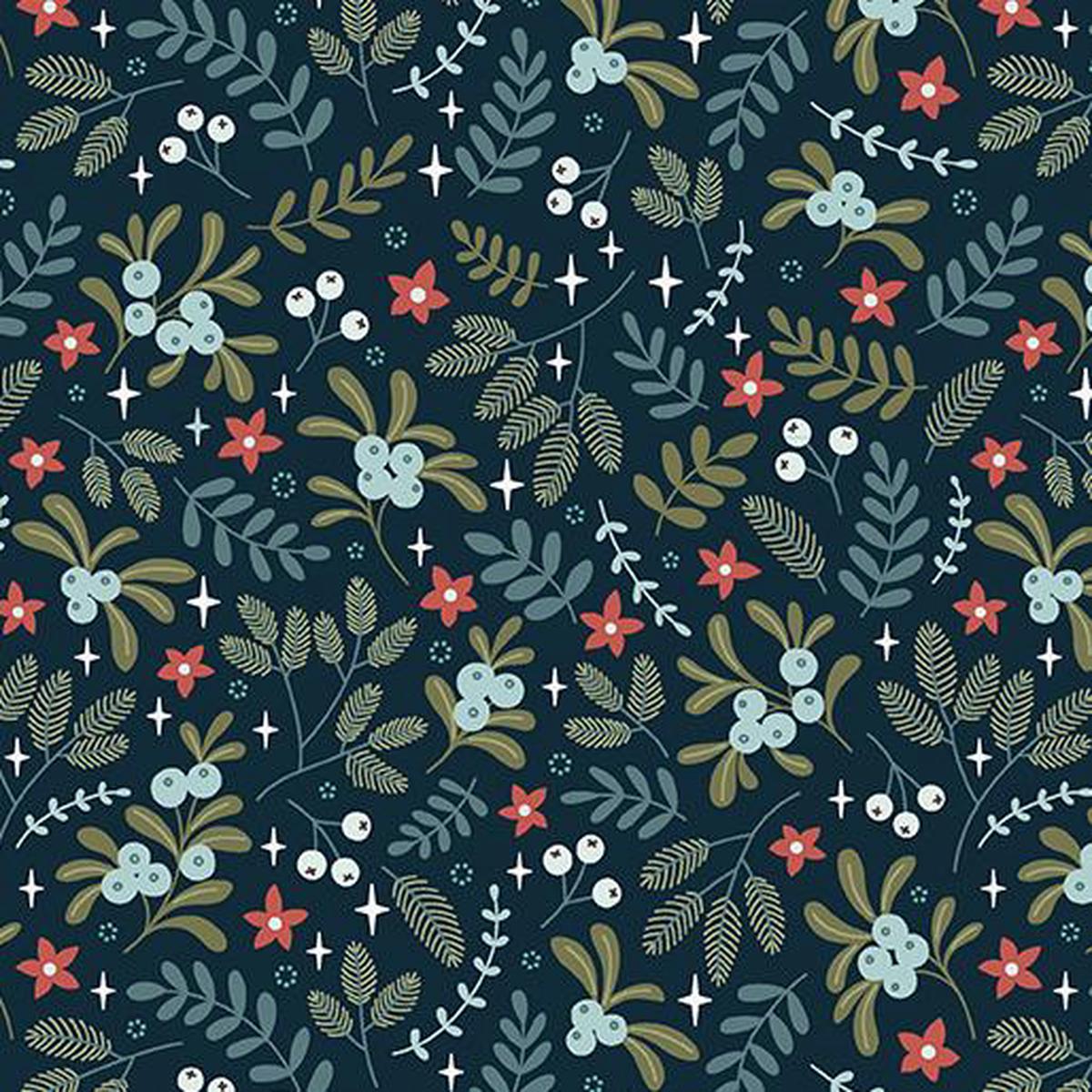 Benartex Holly & Hearth, 17261-11, Midnight,